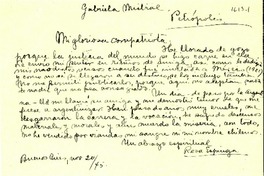 [Carta] 1945 nov. 20, Buenos Aires [a] Gabriela Mistral, Petrópolis