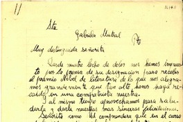 [Carta] 1945 nov. 20, Santiago [a] Gabriela Mistral