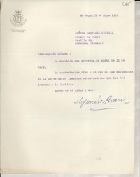 [Carta] 1951 mayo 17, La Haya, [Holanda] [a] Gabriela Mistral, Rapallo, Italia