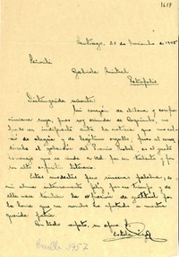[Carta] 1945 nov. 21, Santiago [a] Gabriela Mistral, Petrópolis