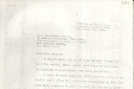 [Carta] 1946 Sept. 17, Monrovia, California, [EE.UU.] [a] Josephine Schain, Chairman, Attendance Committee, International Assembly of Women, 345 Madison Avenue, New York, N.Y., [EE.UU.]