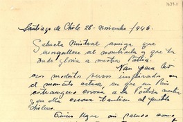 [Carta] 1945 nov. 28, Santiago, Chile [a] Gabriela Mistral