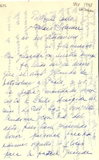 [Carta] [1945 dic.], Montecarlo, [Mónaco] [a] Gabriela Mistral