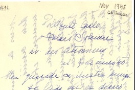 [Carta] [1945 dic.], Montecarlo, [Mónaco] [a] Gabriela Mistral