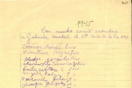 [Carta] [1945], [Chile] [a] Gabriela Mistral