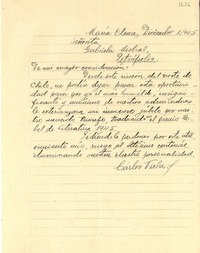 [Carta] 1945 dic. 1, María Elena, [Chile] [a] Gabriela Mistral, Petrópolis