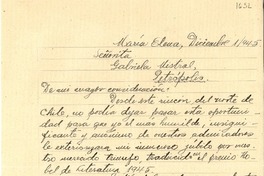 [Carta] 1945 dic. 1, María Elena, [Chile] [a] Gabriela Mistral, Petrópolis