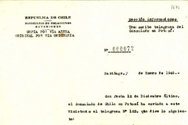 [Carta] 1946 ene. 7, Santiago, [Chile] [al] Embajador de Chile en Francia, París, [Francia]