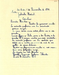 [Carta] 1945 dic. 10, Los Andes, [Chile] [a] Gabriela Mistral, Estocolmo