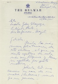 [Carta] 1945 dic. 24, Davenport [a] Gabriela Mistral, Río de Janeiro