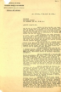 [Carta] 1946 abr. 9, San Antonio, [Chile] [a] Gabriela Mistral