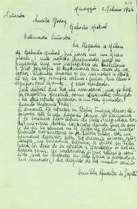 [Carta] 1946 feb. 12, Menaggio, Italia [a] Lucila Godoy, Milán, [Italia]