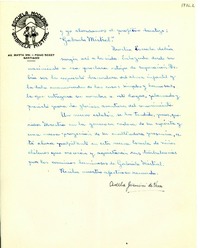[Carta] 1946 abr. 24, Santiago [a] Gabriela Mistral