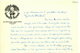 [Carta] 1946 abr. 24, Santiago [a] Gabriela Mistral