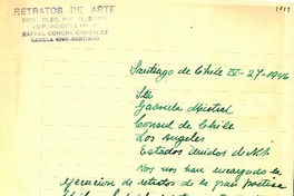 [Carta] 1946 abr. 27, Santiago, [Chile] [a] Gabriela Mistral, Los Angeles, [EE.UU.]