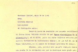 [Carta] 1946 mayo. 24, Santiago, Chile [a] Gabriela Mistral, Los Ángeles