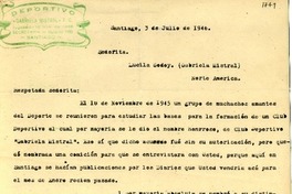 [Carta] 1946 jul. 3, Santiago, [Chile] [a] Gabriela Mistral, [EE.UU.]