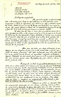 [Carta] 1946 mayo. 27, Santiago, Chile [a] Gabriela Mistral, Los Ángeles