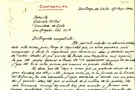 [Carta] 1946 mayo. 27, Santiago, Chile [a] Gabriela Mistral, Los Ángeles