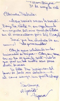 [Carta] 1946 mayo. 31, Tucson, Arizona, [Estados Unidos] [a] Gabriela Mistral