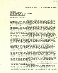 [Carta] 1946 sept. 11, Santiago, Chile [a] Gabriela Mistral, Cónsul de Chile en Los Angeles, California, EE.UU.