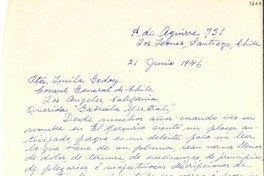 [Carta] 1946 jun. 21, Santiago, Chile [a] Gabriela Mistral, Los Ángeles, California