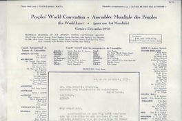 [Carta] 1950 oct. 12, Genève, [Suiza] [a] Gabriela Mistral, Santiago, Chile