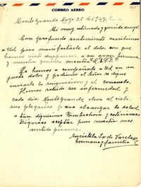 [Carta] 1947 mayo 28, Monte Grande, [Chile] [a] [Gabriela Mistral]