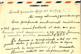 [Carta] 1947 mayo 28, Monte Grande, [Chile] [a] [Gabriela Mistral]