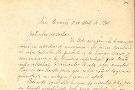 [Carta] 1947 abr. 7, San Bernardo [a] Gabriela Mistral