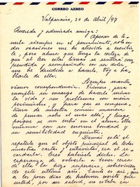 [Carta] 1947 abr. 20, Valparaíso [a] Gabriela Mistral