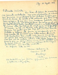 [Carta] 1947 ago. 18, Santiago, Chile [a] [Gabriela Mistral]