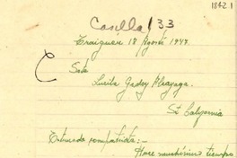 [Carta] 1947 ago. 18, Traiguén [Chile] [a] Lucila Godoy A., California