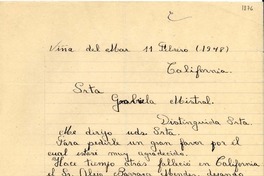 [Carta] 1948 feb. 11, Viña del Mar, [Chile] [a] Gabriela Mistral, California, [EE.UU.]