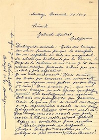 [Carta] 1947 dic. 14, Santiago [a] Gabriela Mistral, California