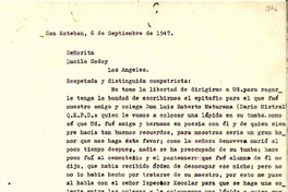 [Carta] 1947 sep. 6, San Esteban, [Chile] [a] Lucila Godoy, Los Angeles, [EEUU]