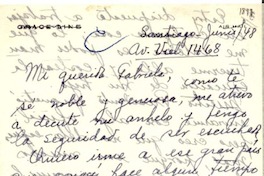 [Carta] 1948 jun, Santiago [a] Gabriela Mistral