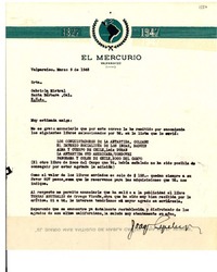 [Carta] 1948 mar. 9, Valparaíso, Chile [a] Gabriela Mistral, Santa Bárbara, Cal[ifornia], EE.UU.