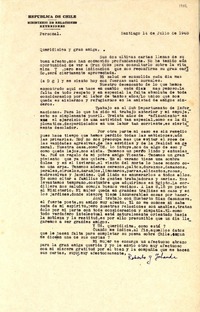 [Carta] 1948 jul. 14, Santiago [a] Gabriela Mistral
