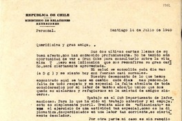 [Carta] 1948 jul. 14, Santiago [a] Gabriela Mistral