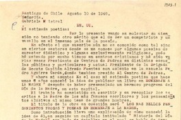 [Carta] 1948 ago. 10, Santiago, Chile [a] Gabriela Mistral, EE.UU