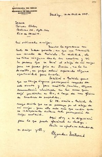 [Carta] 1948 abr. 12, Santiago, [Chile] [a] Carmen Ábalos, Rio de Janeiro, [Brasil]