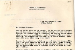 [Carta] 1948 sept. 18, Connecticut [a] Gabriela Mistral