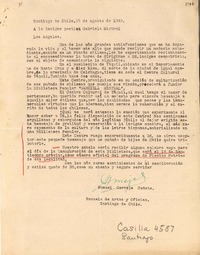 [Carta] 1949 ago. 25, Santiago, Chile [a] Gabriela Mistral, Los Angeles, [EE.UU.]