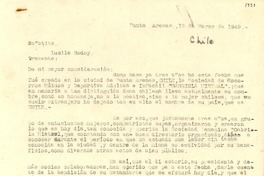 [Carta] 1949 mar. 19, Punta Arenas [a] Lucila Godoy