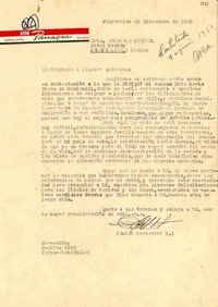 [Carta] 1949 dic. 22, Valparaíso, Chile [a] Gabriela Mistral, Hotel México, Jalapa, Veracruz, México