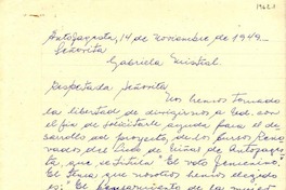 [Carta] 1949 nov. 12, Antofagasta [a] Gabriela Mistral
