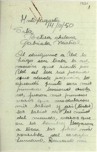 [Carta] 1950 mar. 14, Antofagasta [a] Gabriela Mistral