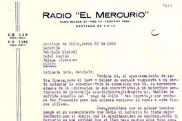 [Carta] 1950 mar. 20, Santiago, Chile [a] Gabriela Mistral, Jalapa, Veracruz, México