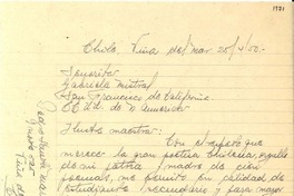 [Carta] 1950 abr. 25, Viña del Mar, Chile [a] Gabriela Mistral, San Francisco, California, EE.UU